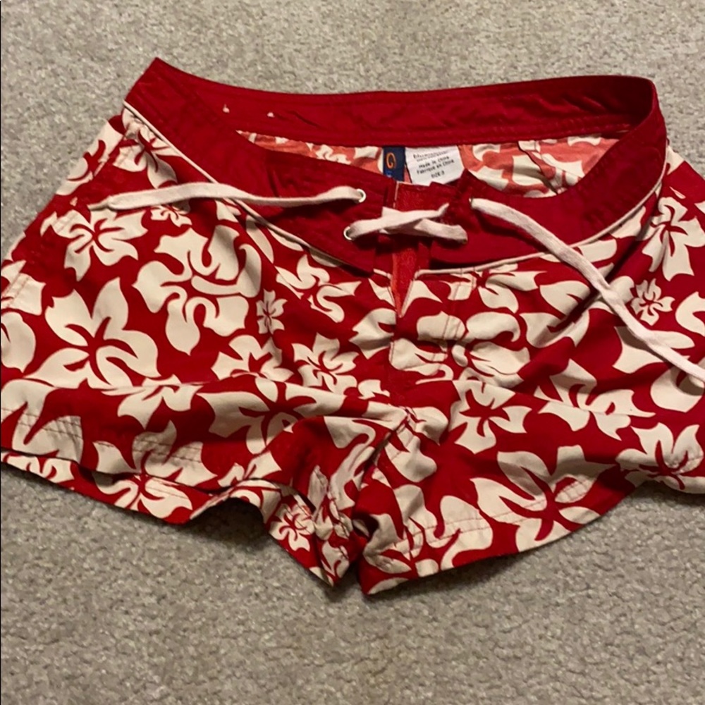 Red swim shorts